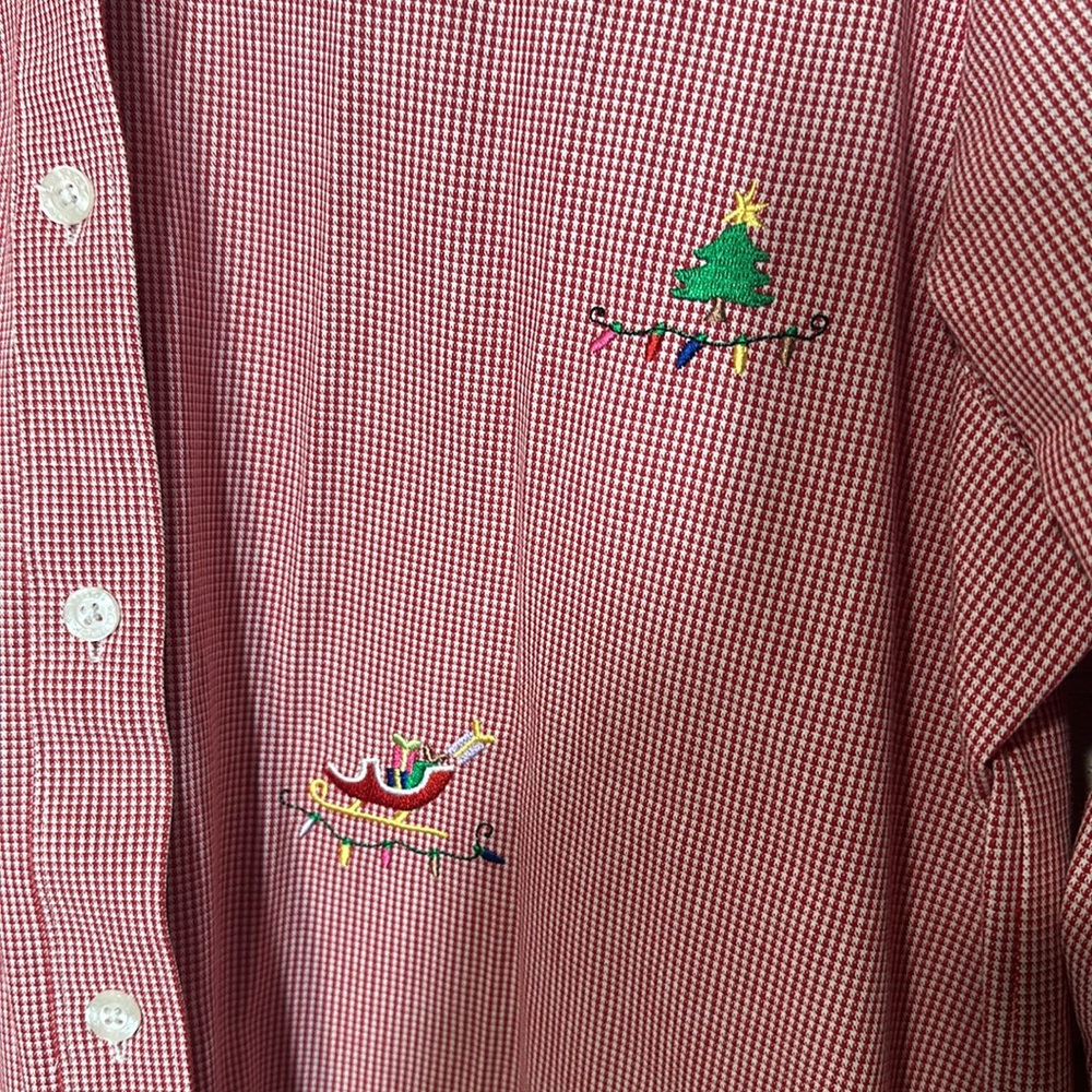QUACKER FACTORY Christmas Large Checkered Button Down Shirt - Picture 6 of 14